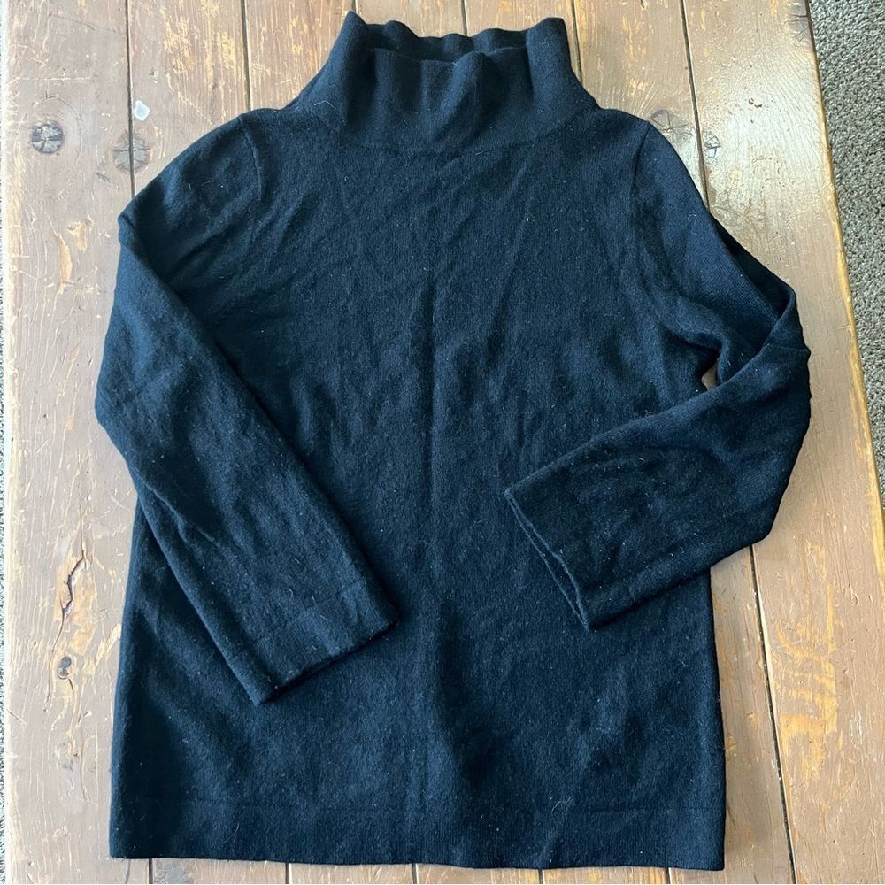 J. Crew Gustoso Cashmere Black Turtleneck Sweater